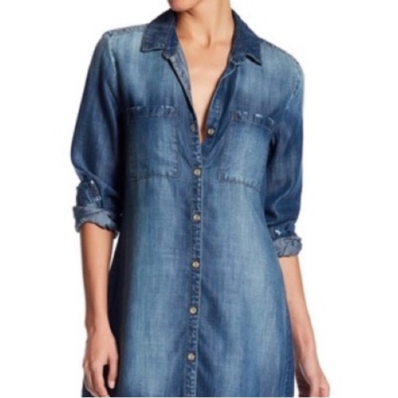 Anthropologie Bella Dahl Denim Hipster Dress / Vtg  Malibu Medium - Picture 2 of 14